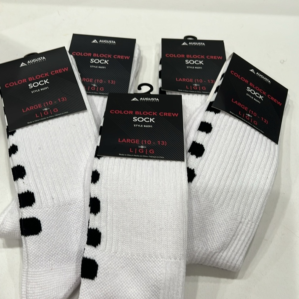 5 for $20 BUNDLE 🐎Augusta Sportswear Color Block Crew Socks - White and Black